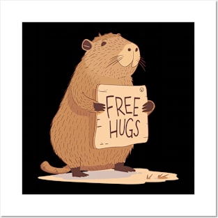 Free Hugs! Romantic Capibara Posters and Art